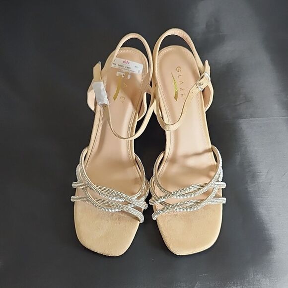BRAND NEW GLAZE WOMEN’S BLOCK-HEEL RHINESTONES CRISS-CROSS STRAP SANDAL - Picture 3 of 16
